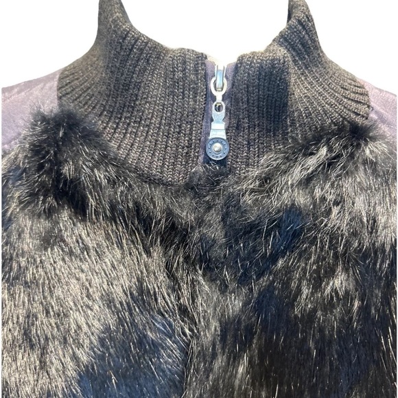 Jamie Sadock Black Rabbit Fur Sweater Vest W/pockets Size Large - Picture 2 of 8